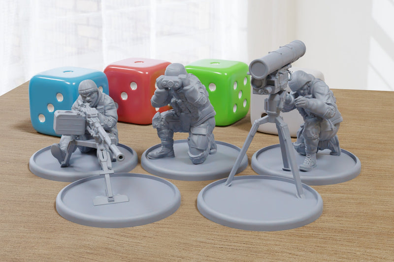 Modern Russian Heavy Weapons Unit - 3D Printed Wargaming Miniatures for Tabletop RPG - 28mm / 32mm Scale Minifigures