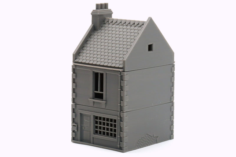 French Commercial Row House T2 - Tabletop Wargaming WW2 Terrain | Miniature 3D Printed Model | Flames of War & Bolt Action