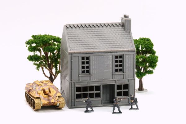 French Commercial Row House T1 - Tabletop Wargaming WW2 Terrain | Miniature 3D Printed Model | Flames of War & Bolt Action