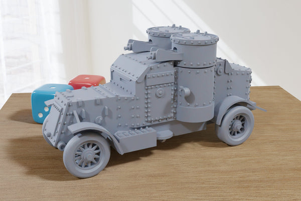 Austin armoured car (British Empire) WW1 - 3D Resin Printed 28mm / 20mm / 15mm Miniature Tabletop Wargaming Vehicle