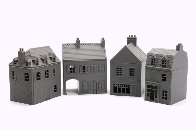 Sainte-Mère-Église French Town Set - Tabletop Wargaming WW2 Terrain | Miniature 3D Printed Model | Flames of War & Bolt Action