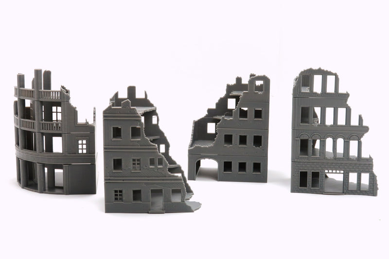 Stalingrad Ruins Set - Tabletop Wargaming WW2 Terrain | Miniature 3D Printed Model | Flames of War & Bolt Action