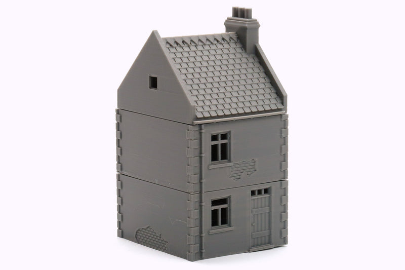 French Commercial Row House T2 - Tabletop Wargaming WW2 Terrain | Miniature 3D Printed Model | Flames of War & Bolt Action